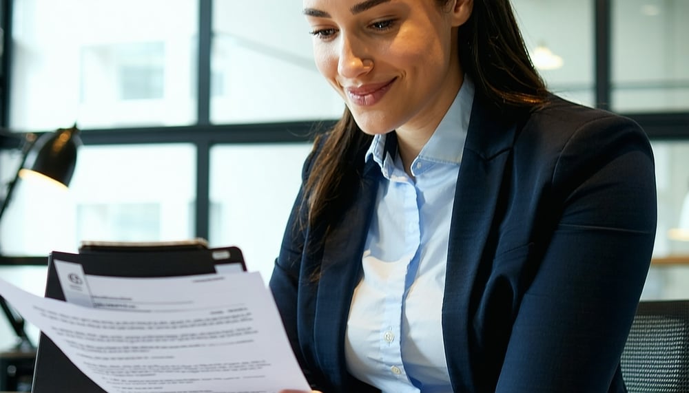 Recruiter reviewing CVs for tech job placements Recruiter reviewing CVs for tech job placements